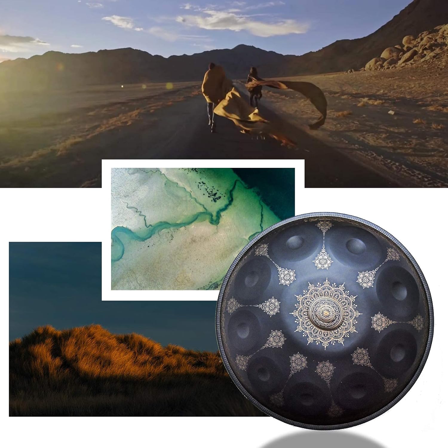 Handpan-Classic 10 Notes Black Print Hand Pan,Premium 432HZ 22 Inches D Minor Steel Handpan Drum Set,Adult's Music Steel Pan Instrument - Image 7